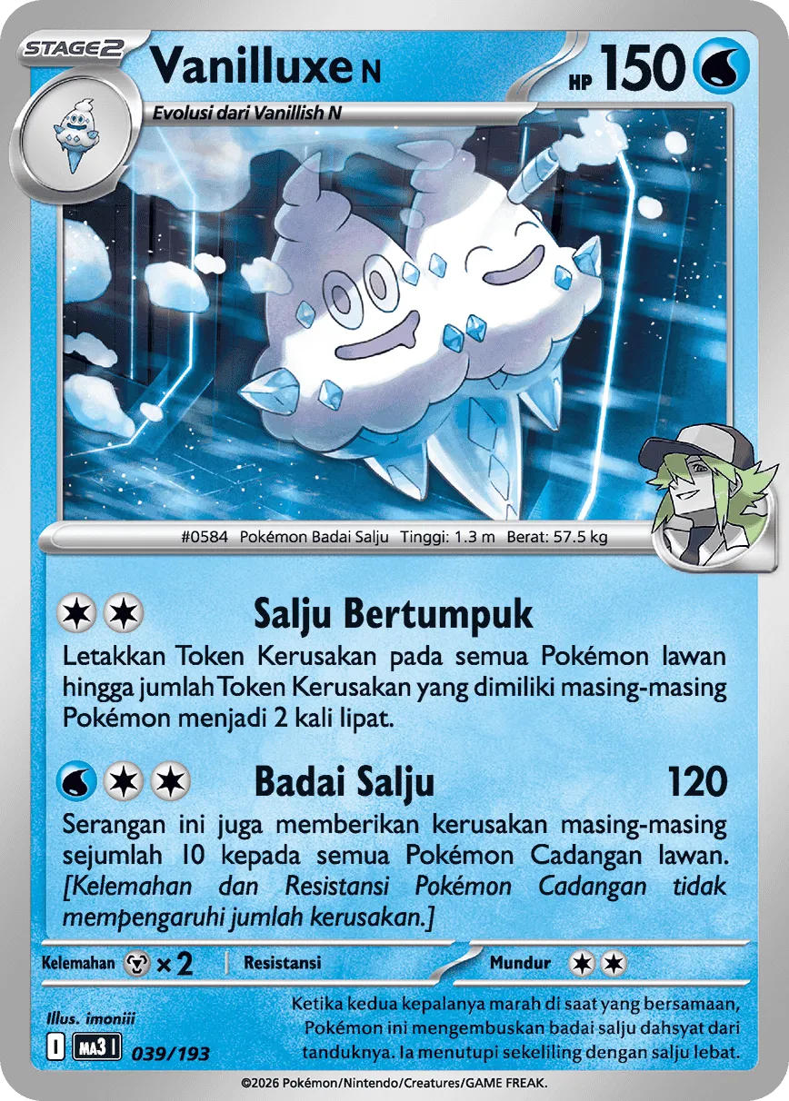 N's Vanilluxe 039 — MEGA Dream ex (Indonesian Pokémon TCG card)