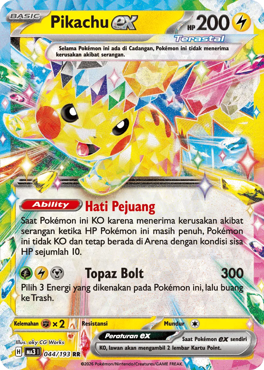 Pikachu ex 044 — MEGA Dream ex (Indonesian Pokémon TCG card)