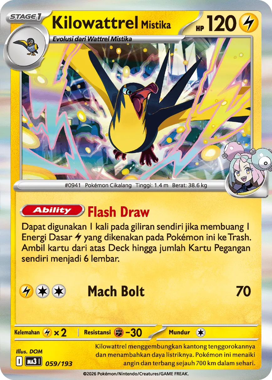 Iono's Kilowattrel 059 — MEGA Dream ex (Indonesian Pokémon TCG card)