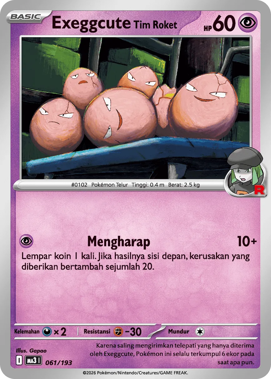 Team Rocket's Exeggcute 061 — MEGA Dream ex (Indonesian Pokémon TCG card)