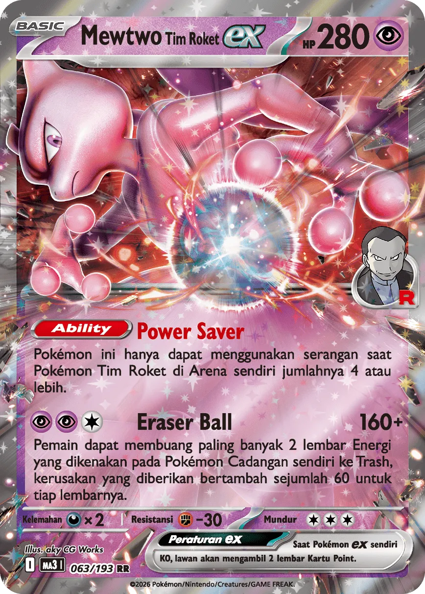 Team Rocket's Mewtwo ex 063 — MEGA Dream ex (Indonesian Pokémon TCG card)