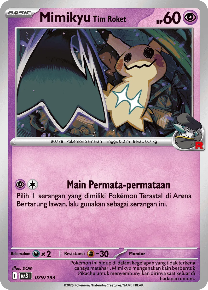 Team Rocket's Mimikyu 079 — MEGA Dream ex (Indonesian Pokémon TCG card)