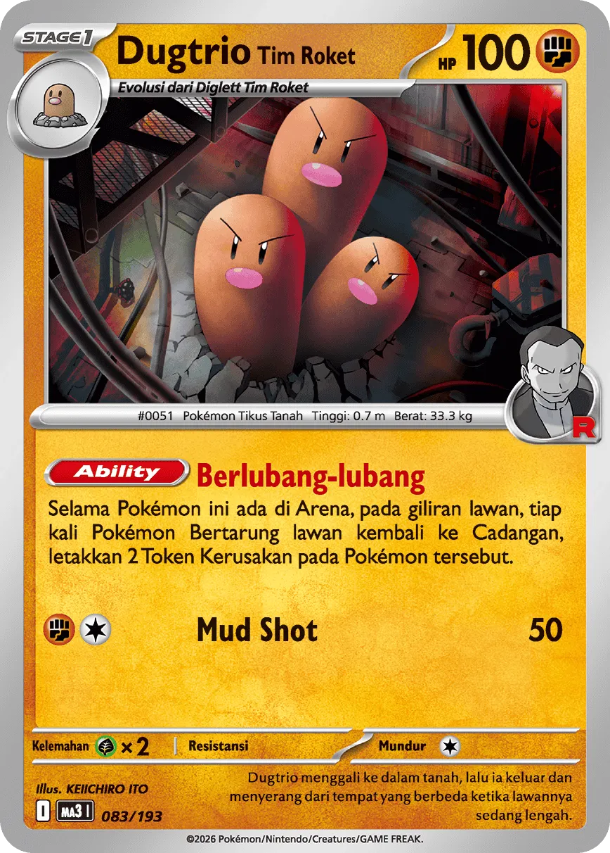 Team Rocket's Dugtrio 083 — MEGA Dream ex (Indonesian Pokémon TCG card)