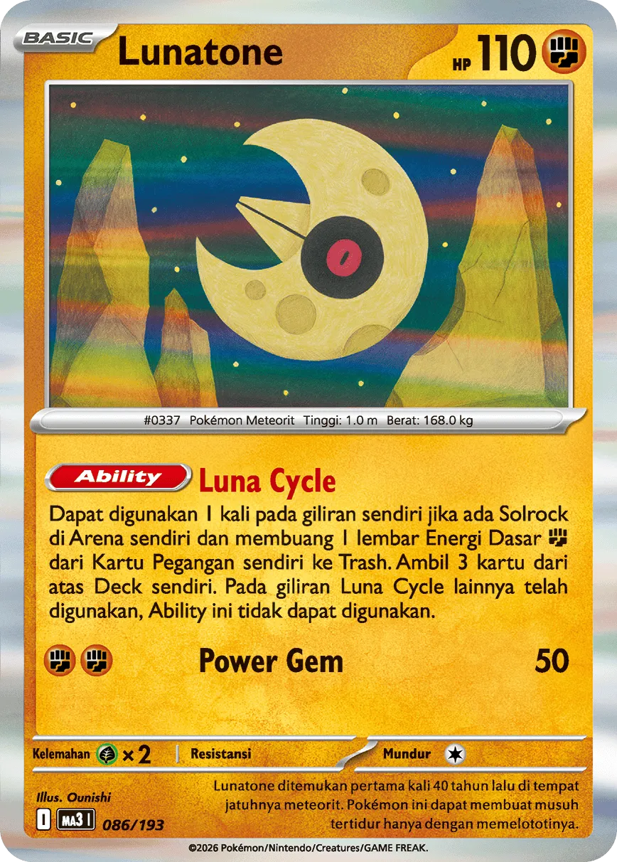 Lunatone 086 — MEGA Dream ex (Indonesian Pokémon TCG card)