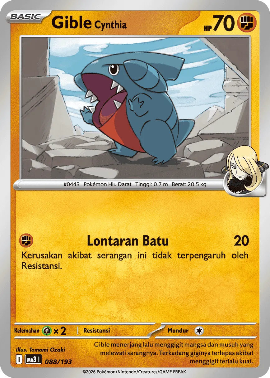 Cynthia's Gible 088 — MEGA Dream ex (Indonesian Pokémon TCG card)