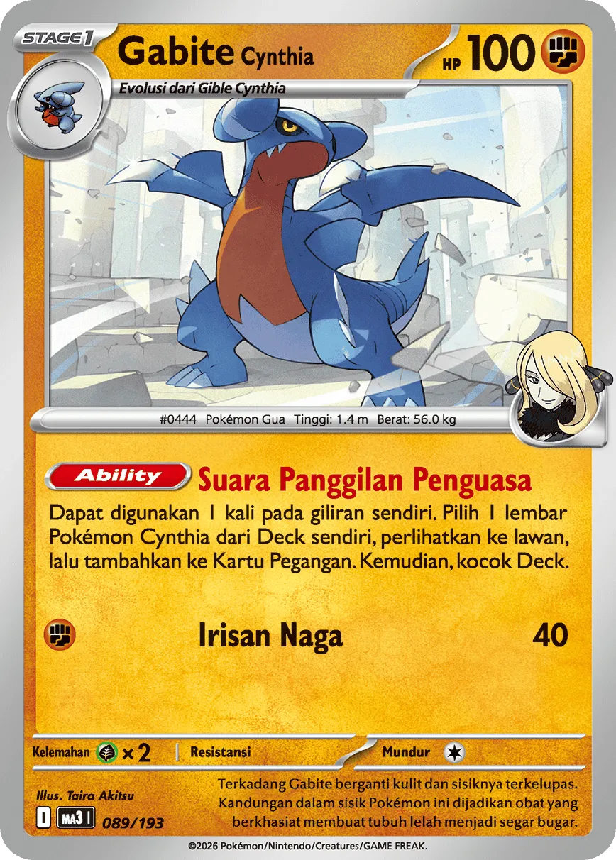 Cynthia's Gabite 089 — MEGA Dream ex (Indonesian Pokémon TCG card)
