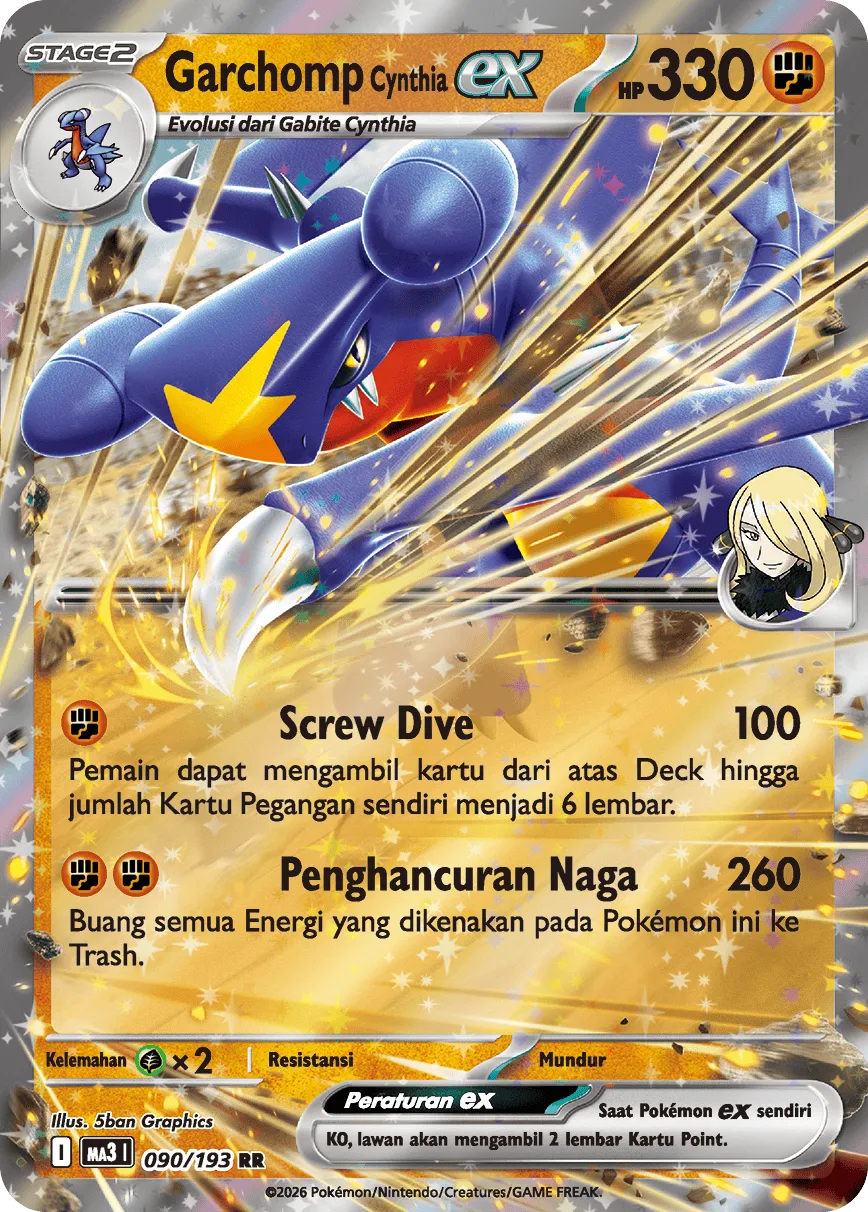Cynthia's Garchomp ex 090 — MEGA Dream ex (Indonesian Pokémon TCG card)