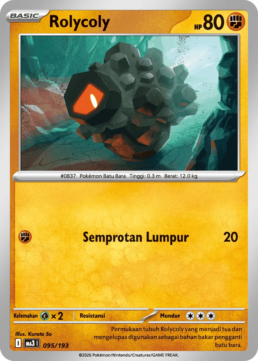 Rolycoly 095 — MEGA Dream ex (Indonesian Pokémon TCG card)
