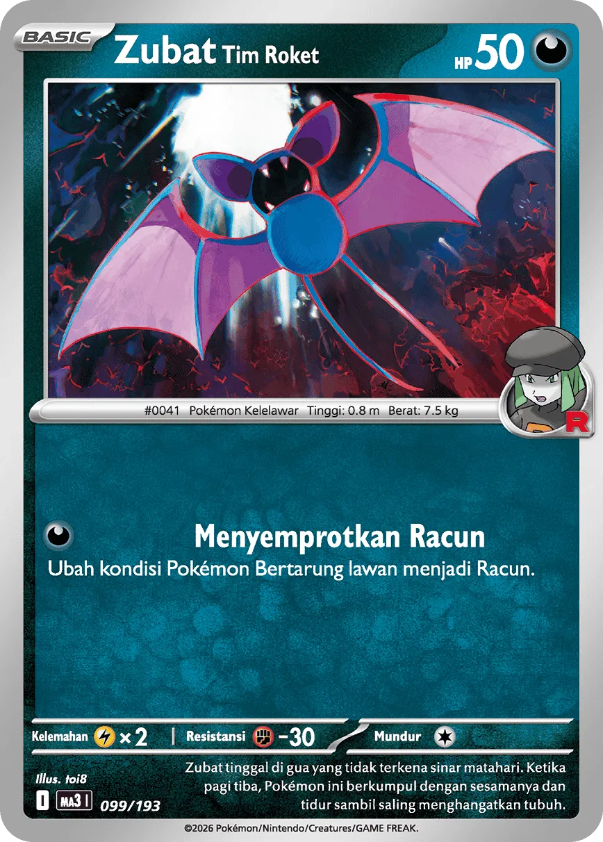 Team Rocket's Zubat 099 — MEGA Dream ex (Indonesian Pokémon TCG card)