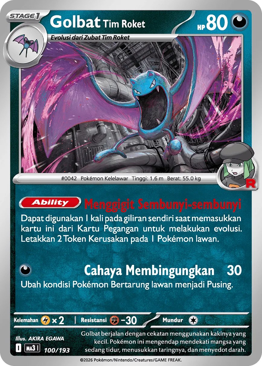 Team Rocket's Golbat 100 — MEGA Dream ex (Indonesian Pokémon TCG card)