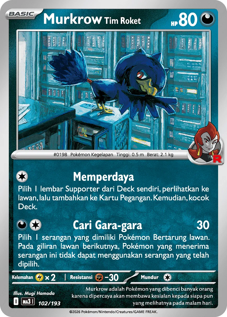Team Rocket's Murkrow 102 — MEGA Dream ex (Indonesian Pokémon TCG card)