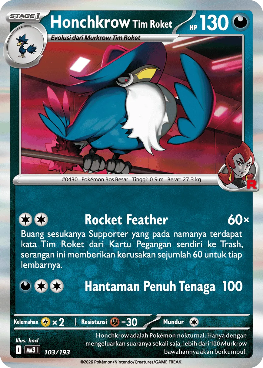 Team Rocket's Honchkrow 103 — MEGA Dream ex (Indonesian Pokémon TCG card)