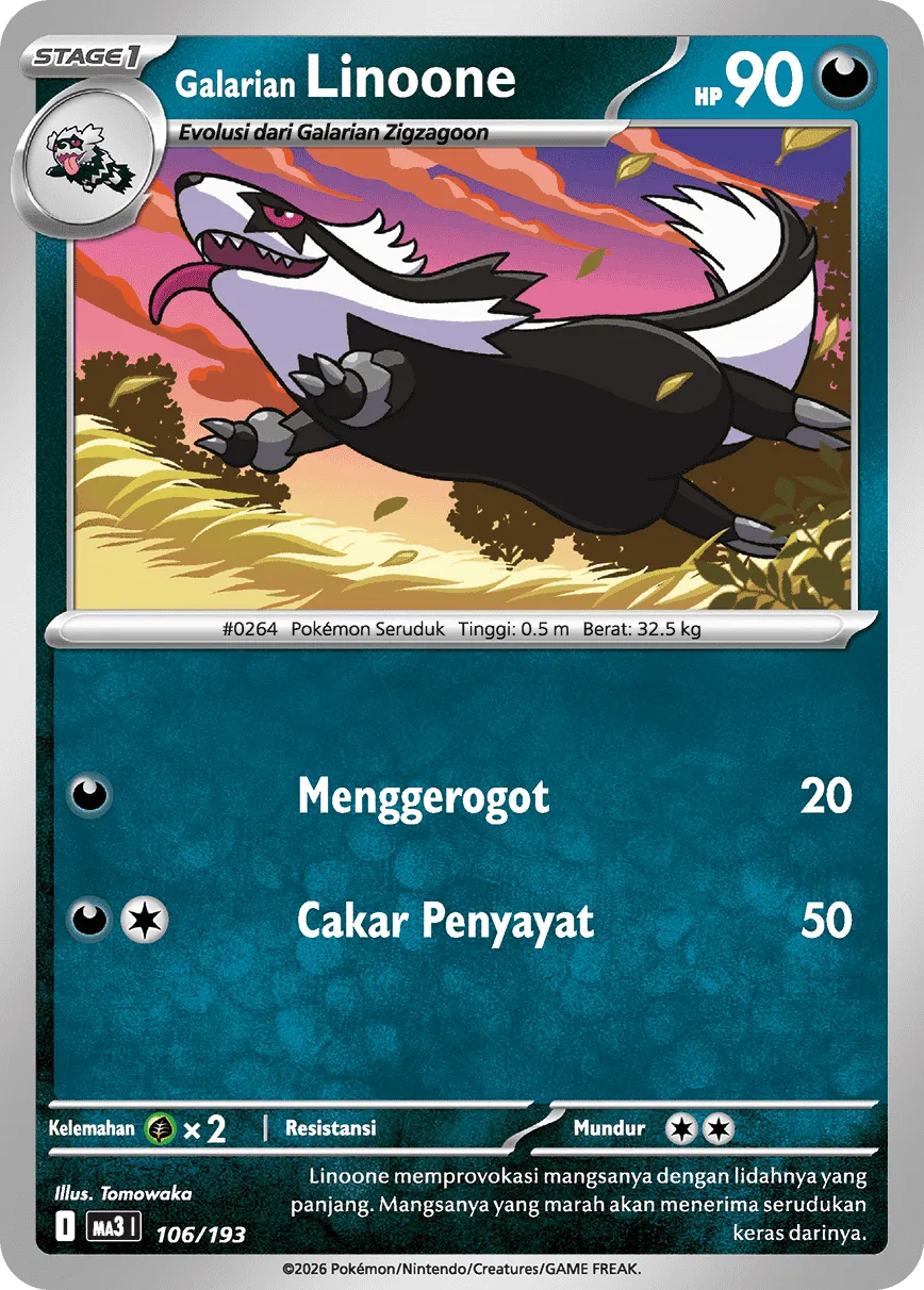 Galarian Linoone 106 — MEGA Dream ex (Indonesian Pokémon TCG card)