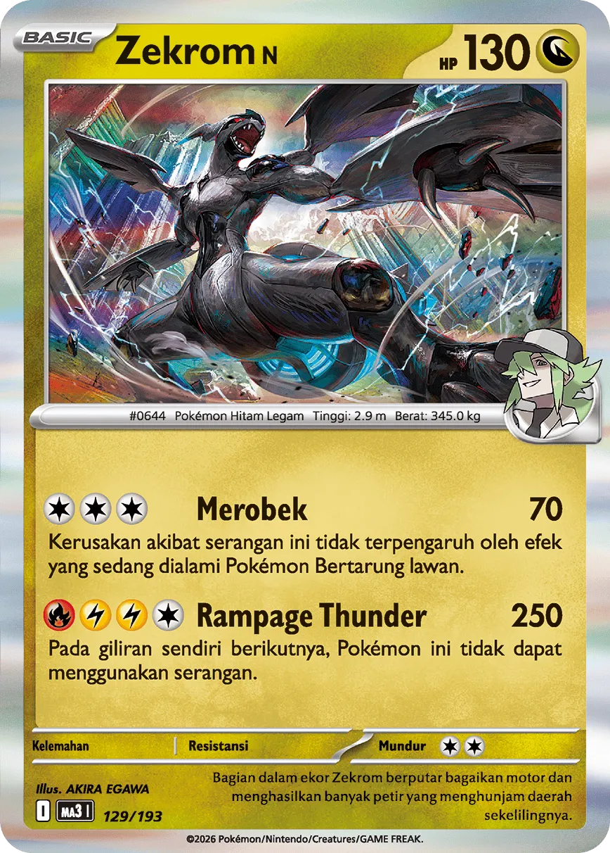 N's Zekrom 129 — MEGA Dream ex (Indonesian Pokémon TCG card)