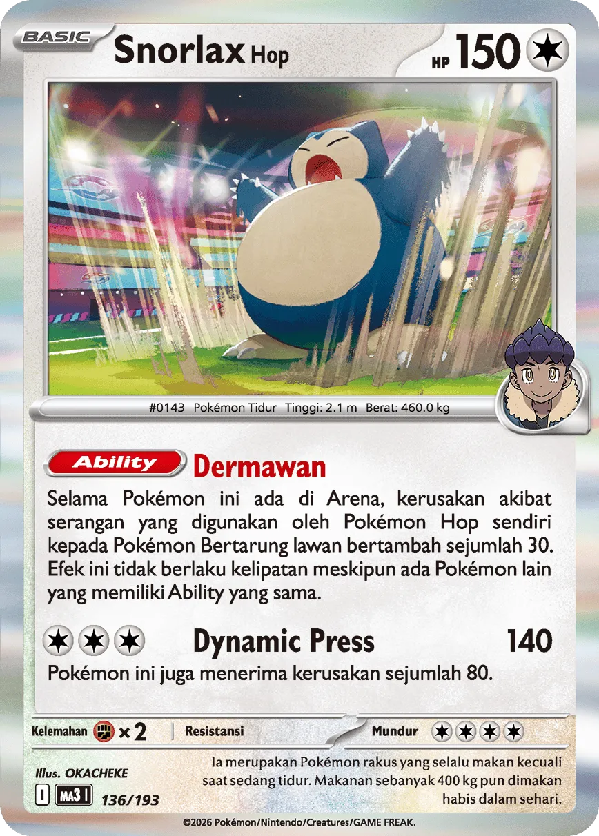 Hop's Snorlax 136 — MEGA Dream ex (Indonesian Pokémon TCG card)