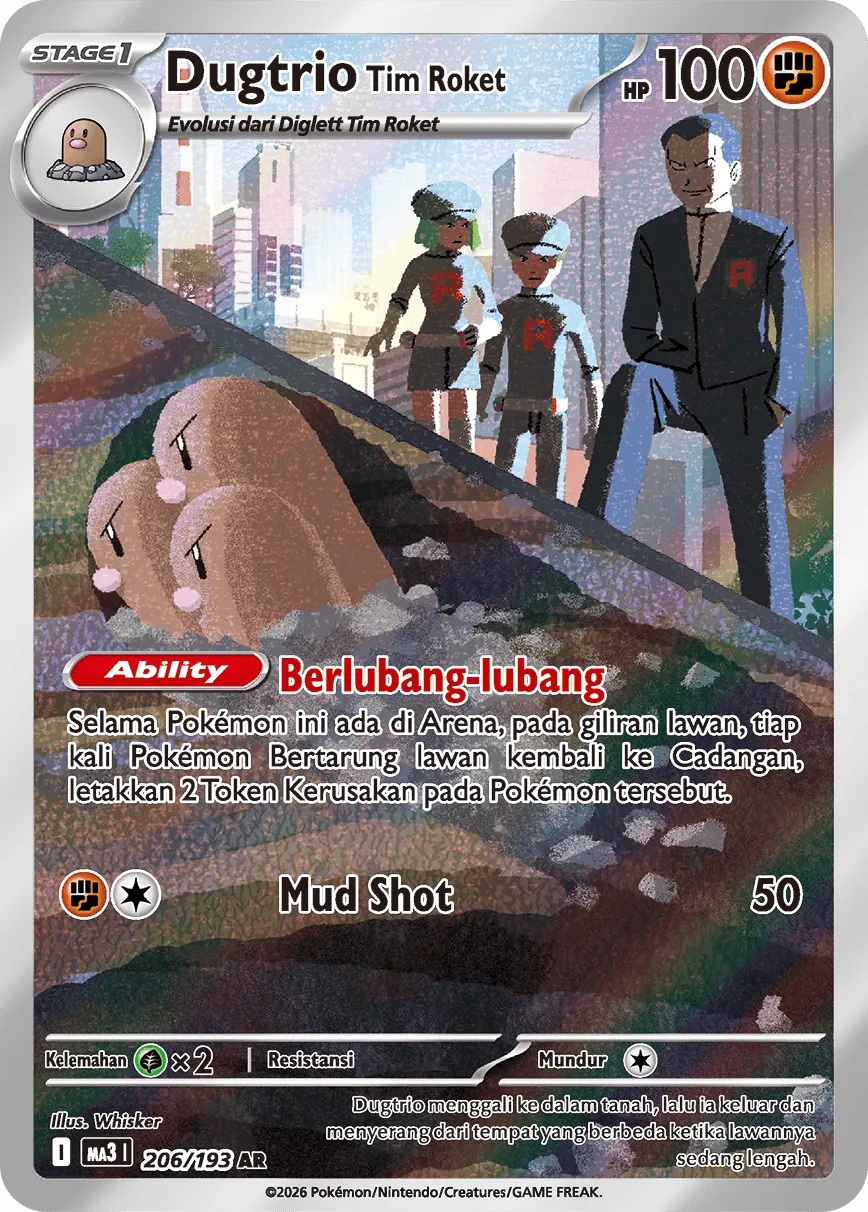 Team Rocket's Dugtrio 206 — MEGA Dream ex (Indonesian Pokémon TCG card)