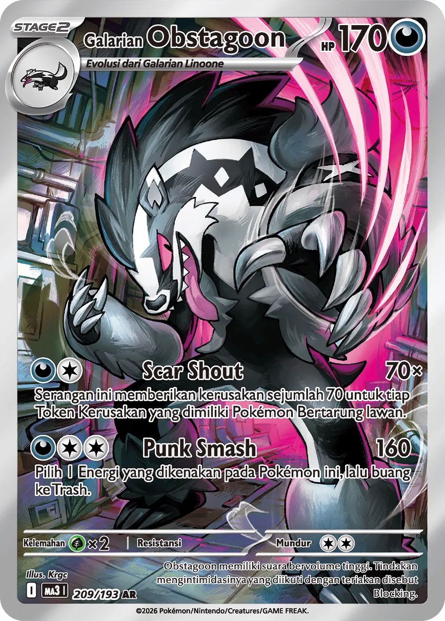 Galarian Obstagoon 209 — MEGA Dream ex (Indonesian Pokémon TCG card)