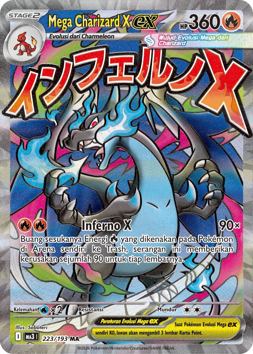 Mega Charizard X ex 223 — MEGA Dream ex (Indonesian Pokémon TCG card)