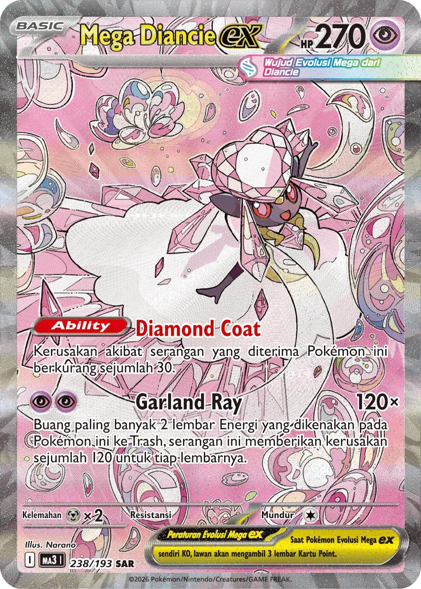 Mega Diancie ex 238 — MEGA Dream ex (Indonesian Pokémon TCG card)