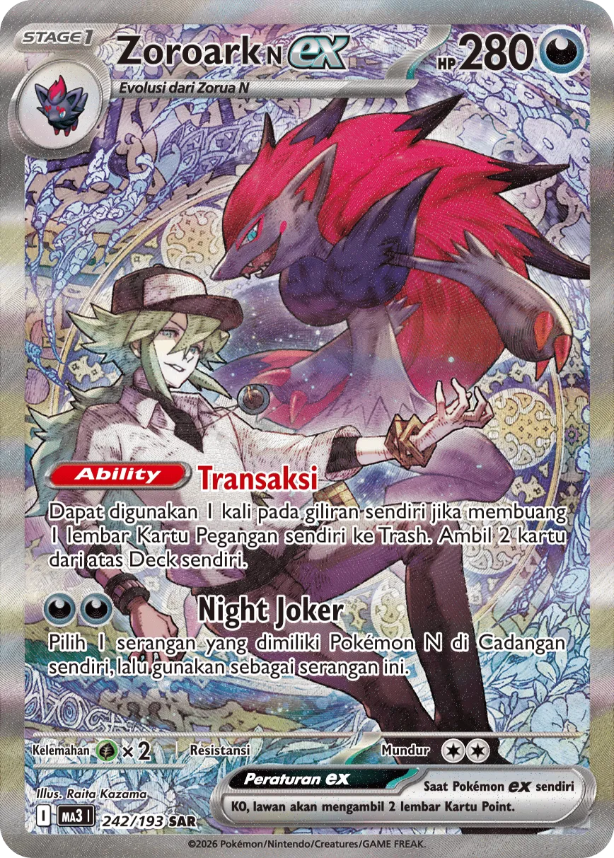 N's Zoroark ex 242 — MEGA Dream ex (Indonesian Pokémon TCG card)