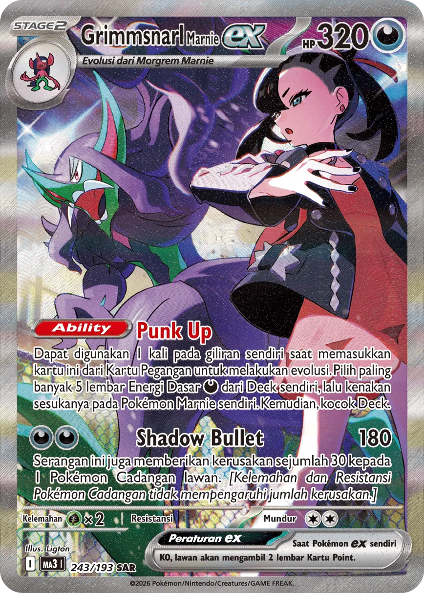 Marnie's Grimmsnarl ex 243 — MEGA Dream ex (Indonesian Pokémon TCG card)