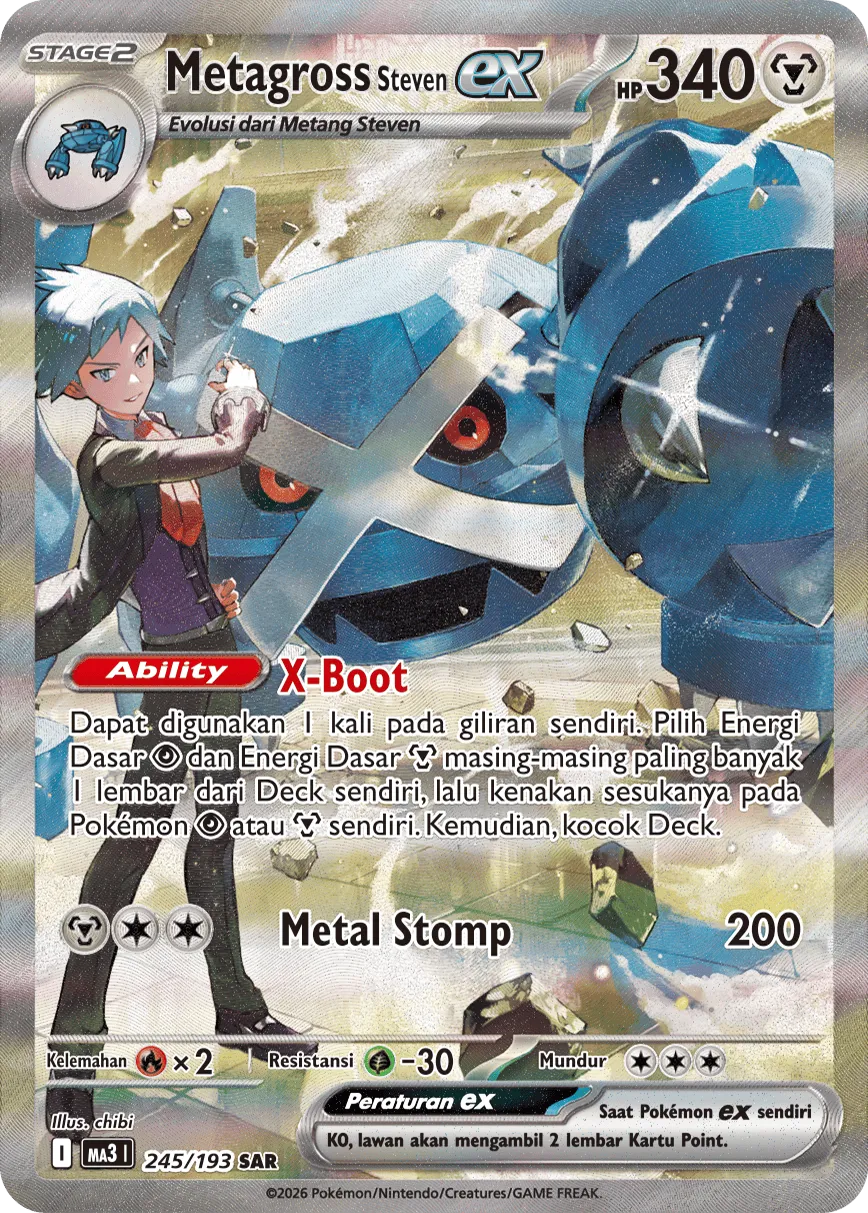 Steven's Metagross ex 245 — MEGA Dream ex (Indonesian Pokémon TCG card)