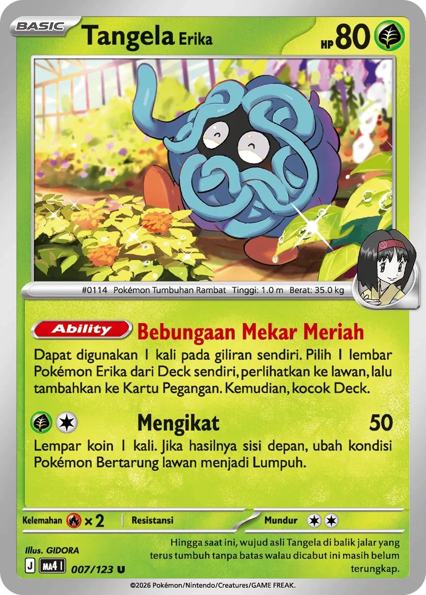 Erika's Tangela 007/123 — Void Blast (Indonesian Pokémon TCG card)