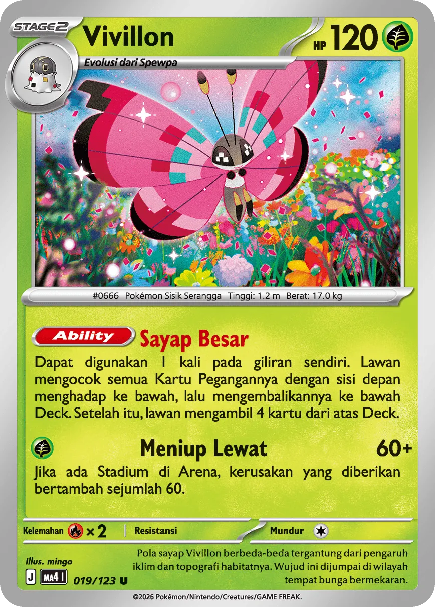 Vivillon 019/123 — Void Blast (Indonesian Pokémon TCG card)