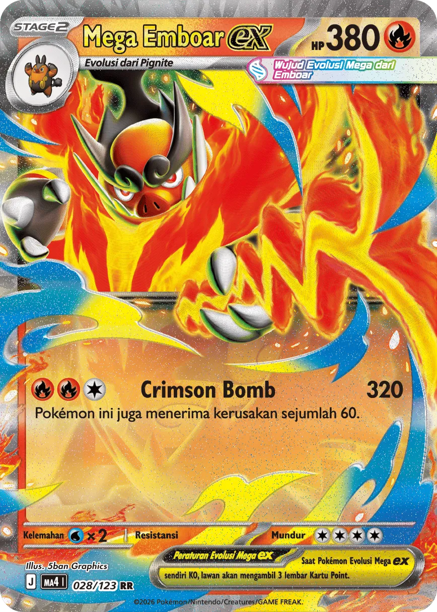 Mega Emboar ex 028/123 — Void Blast (Indonesian Pokémon TCG card)