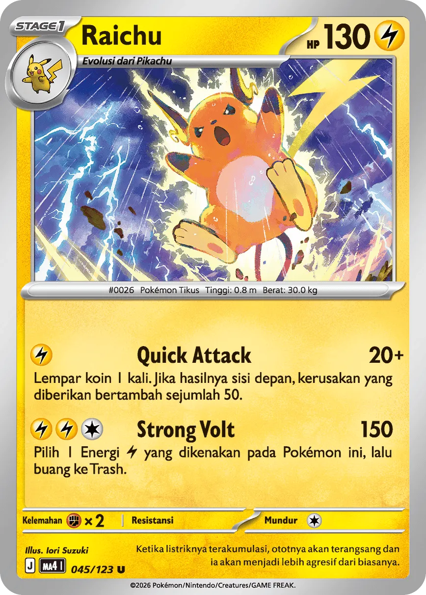 Raichu 045/123 — Void Blast (Indonesian Pokémon TCG card)