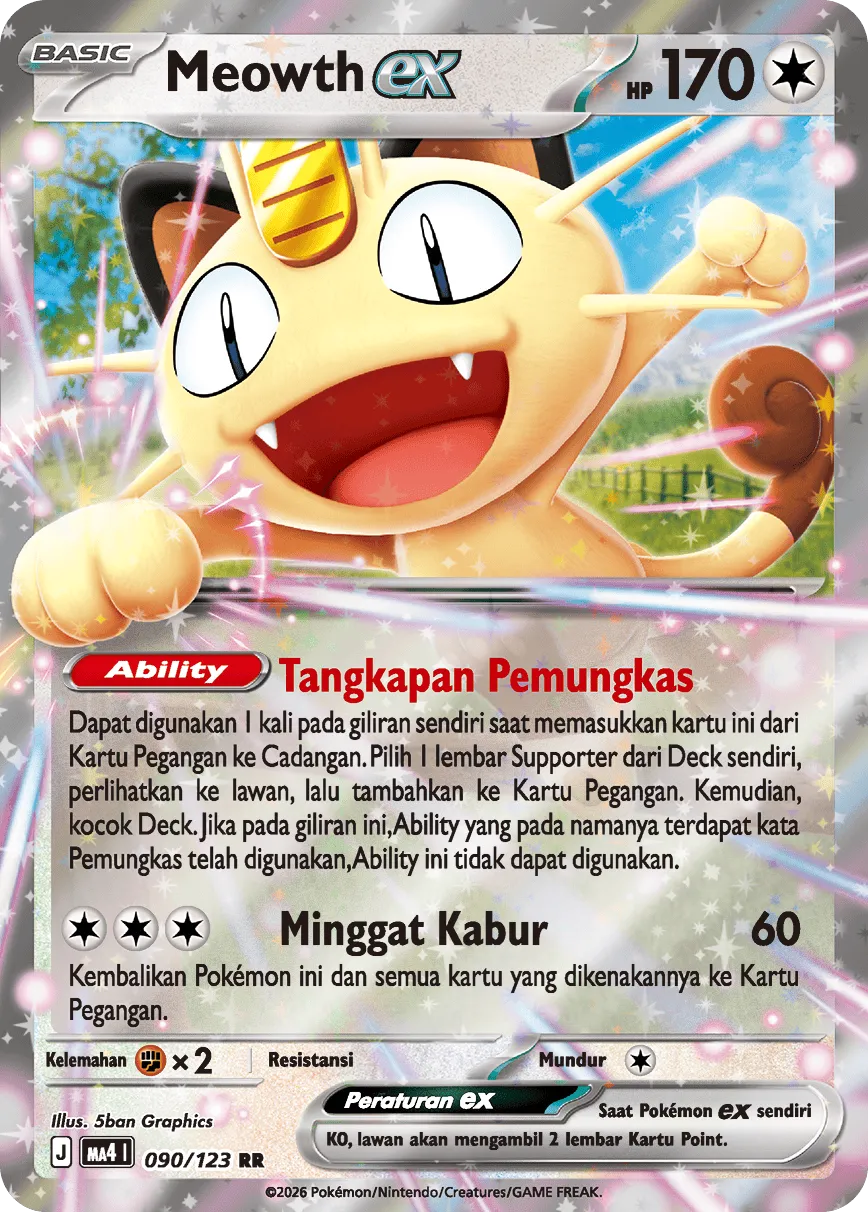 Meowth ex 090/123 — Void Blast (Indonesian Pokémon TCG card)