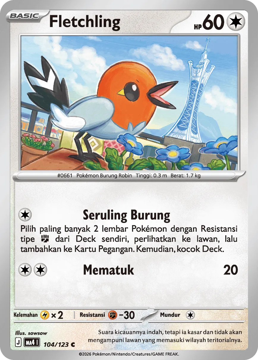 Fletchling 104/123 — Void Blast (Indonesian Pokémon TCG card)