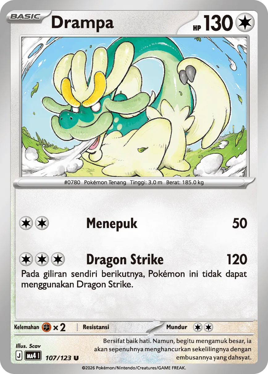Drampa 107/123 — Void Blast (Indonesian Pokémon TCG card)