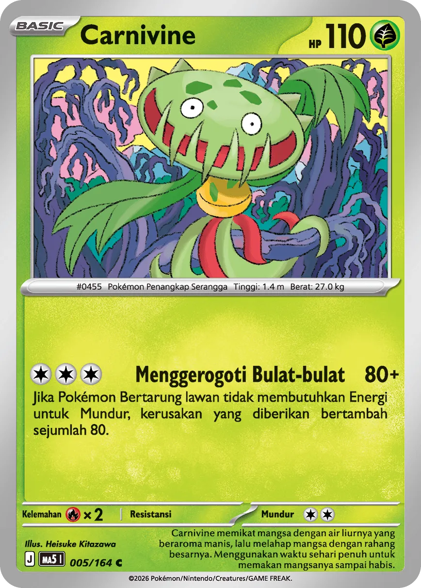 Carnivine 005 — Ancaman Bayangan (Indonesian Pokémon TCG card)