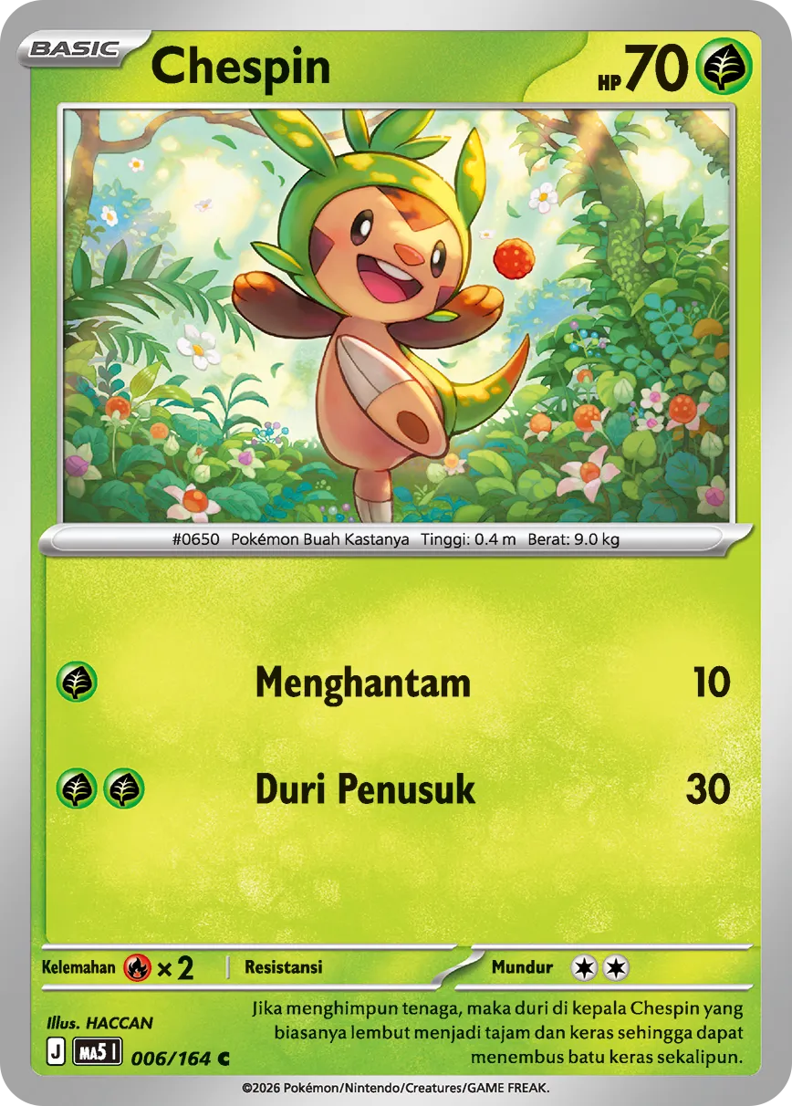 Chespin 006 — Ancaman Bayangan (Indonesian Pokémon TCG card)