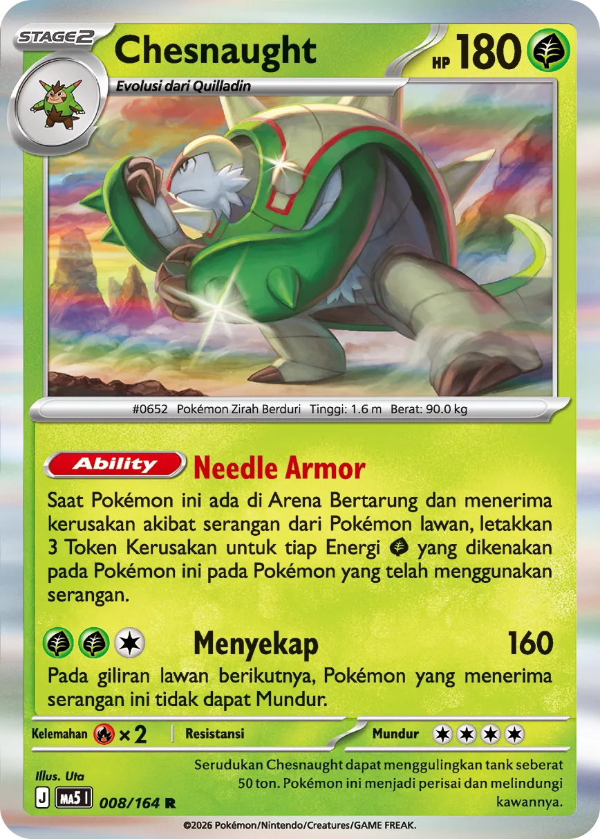Chesnaught 008 — Ancaman Bayangan (Indonesian Pokémon TCG card)