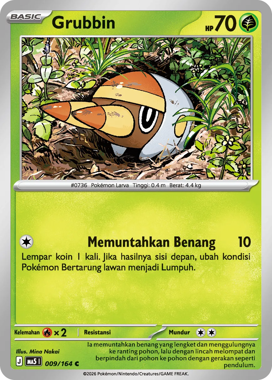 Grubbin 009 — Ancaman Bayangan (Indonesian Pokémon TCG card)