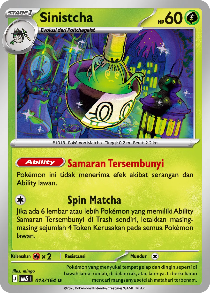 Sinistcha 013 — Ancaman Bayangan (Indonesian Pokémon TCG card)