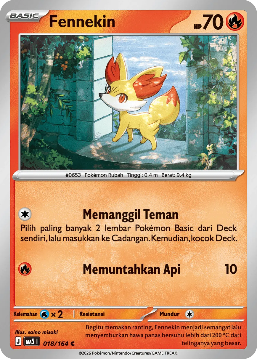Fennekin 018 — Ancaman Bayangan (Indonesian Pokémon TCG card)