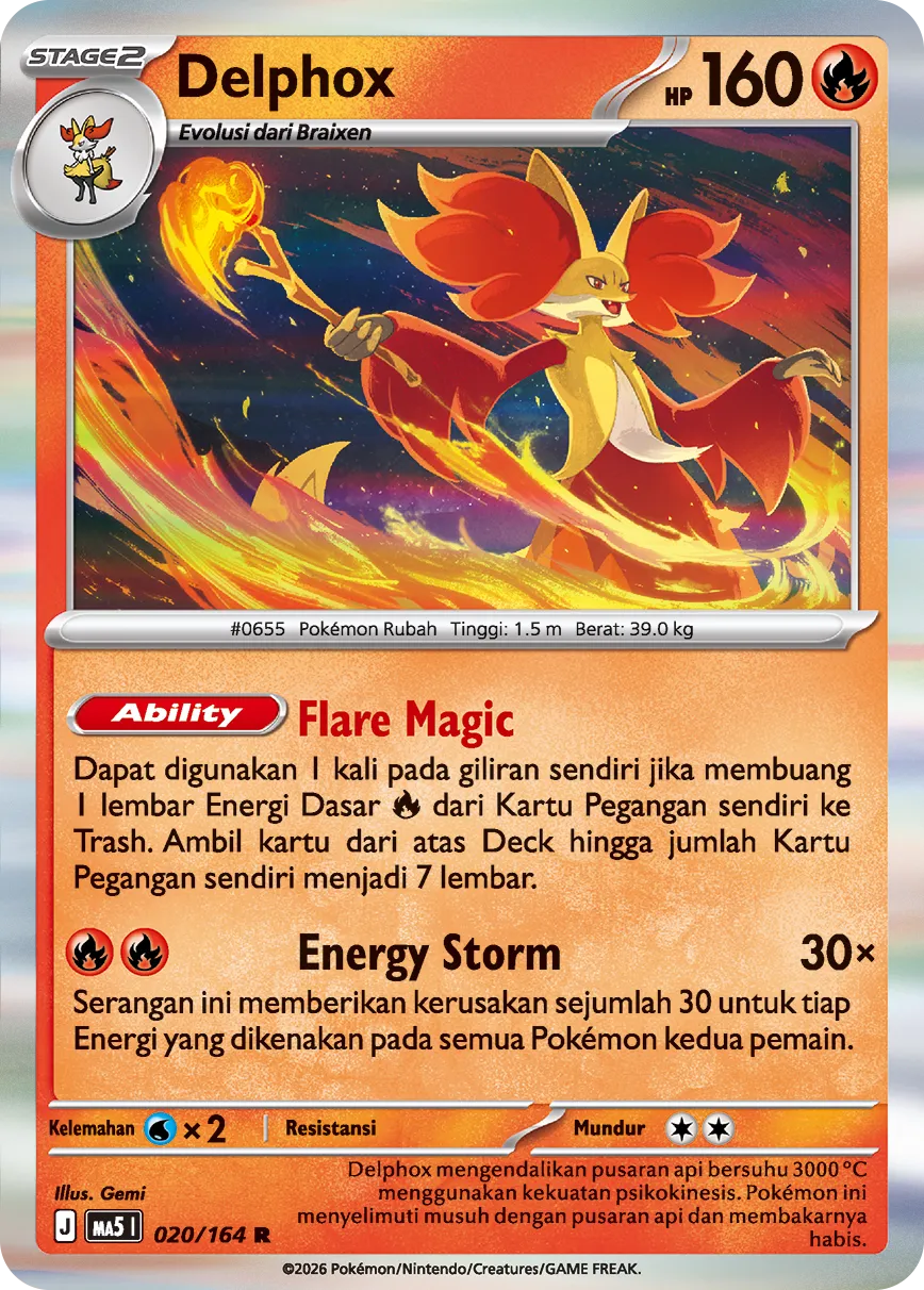 Delphox 020 — Ancaman Bayangan (Indonesian Pokémon TCG card)