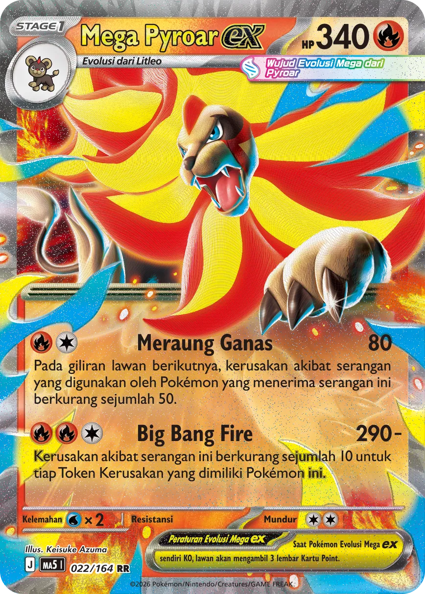 Mega Pyroar ex 022 — Ancaman Bayangan (Indonesian Pokémon TCG card)