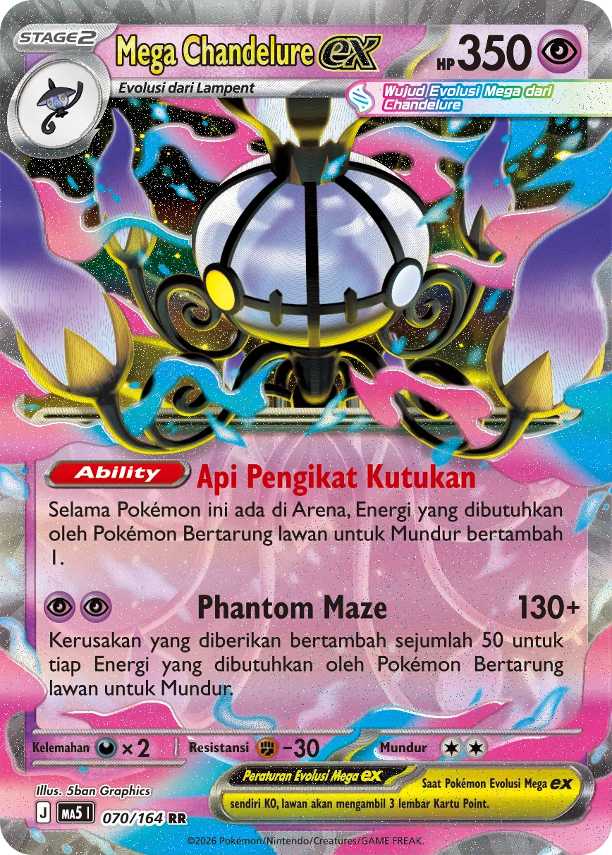 Mega Chandelure ex 070 — Ancaman Bayangan (Indonesian Pokémon TCG card)