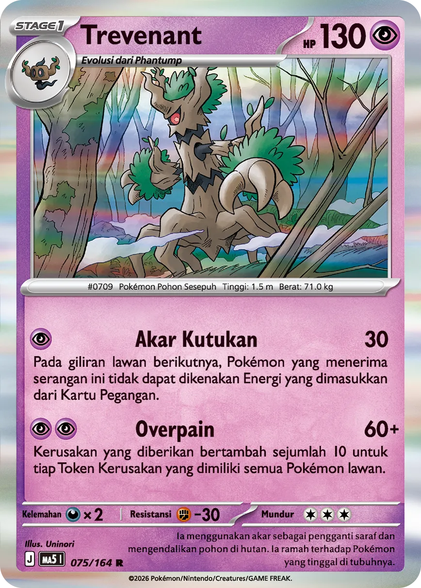 Trevenant 075 — Ancaman Bayangan (Indonesian Pokémon TCG card)