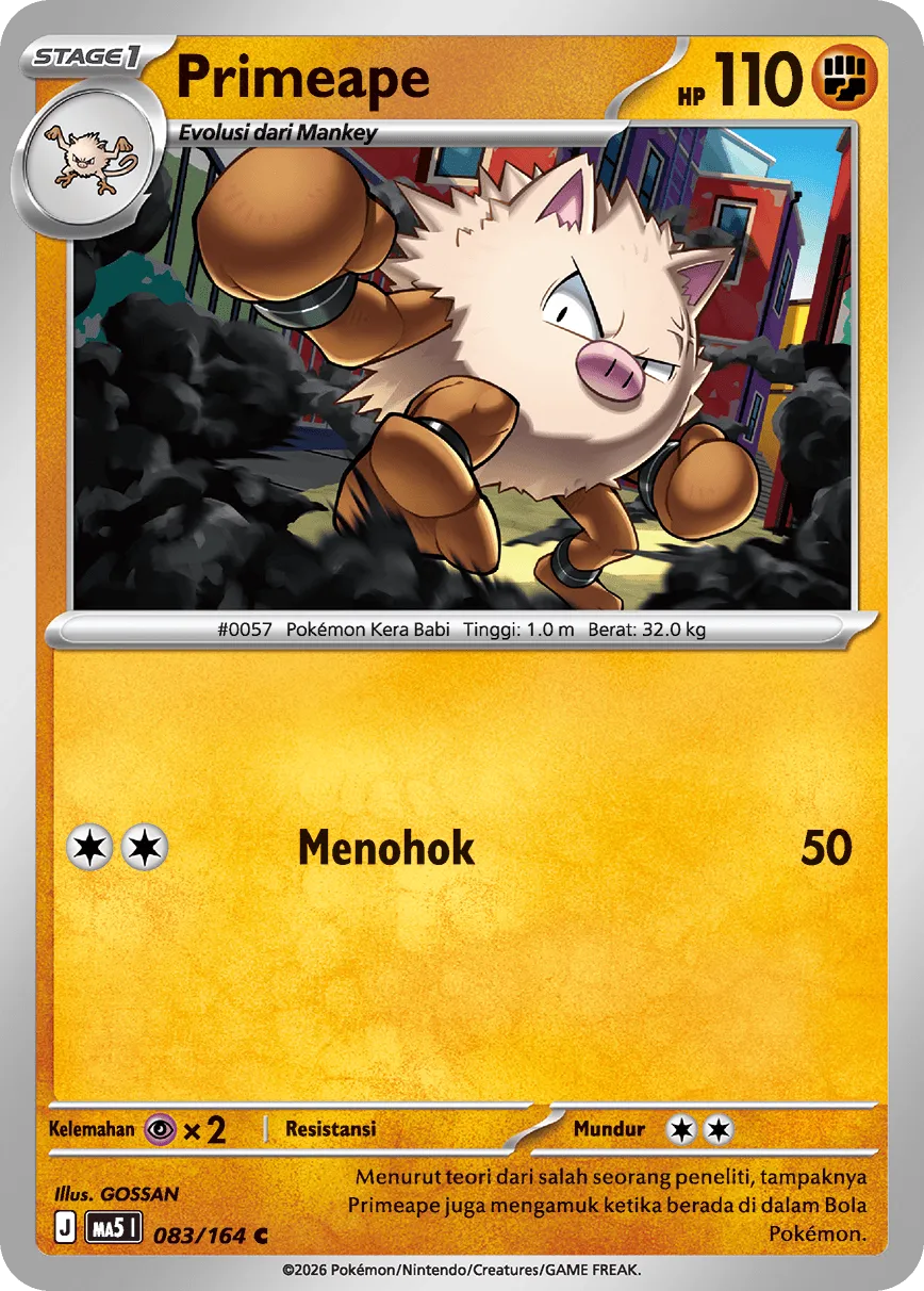 Primeape 083 — Ancaman Bayangan (Indonesian Pokémon TCG card)