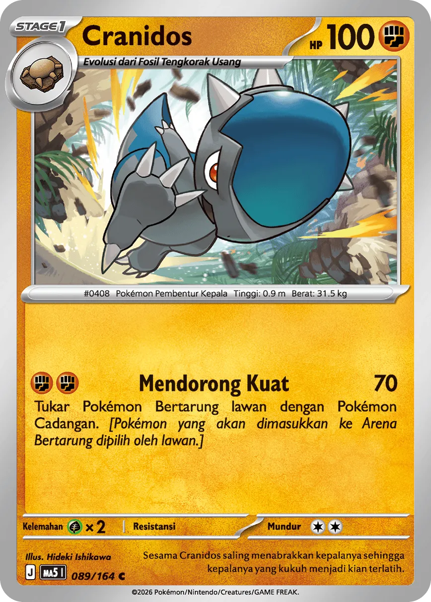 Cranidos 089 — Ancaman Bayangan (Indonesian Pokémon TCG card)