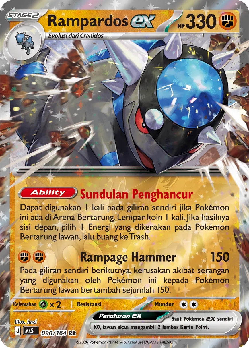 Rampardos ex 090 — Ancaman Bayangan (Indonesian Pokémon TCG card)