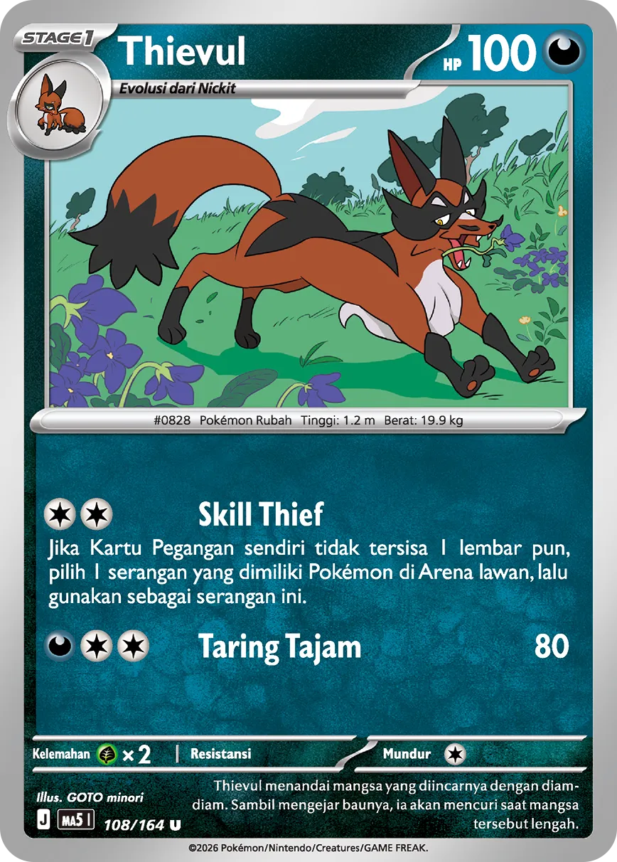 Thievul 108 — Ancaman Bayangan (Indonesian Pokémon TCG card)
