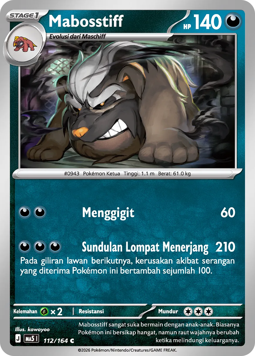 Mabosstiff 112 — Ancaman Bayangan (Indonesian Pokémon TCG card)
