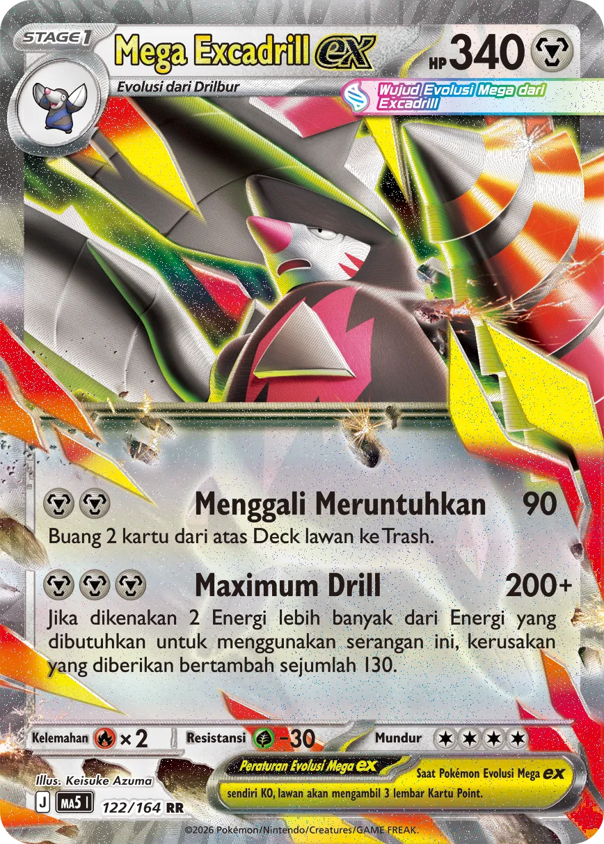 Mega Excadrill ex 122 — Ancaman Bayangan (Indonesian Pokémon TCG card)