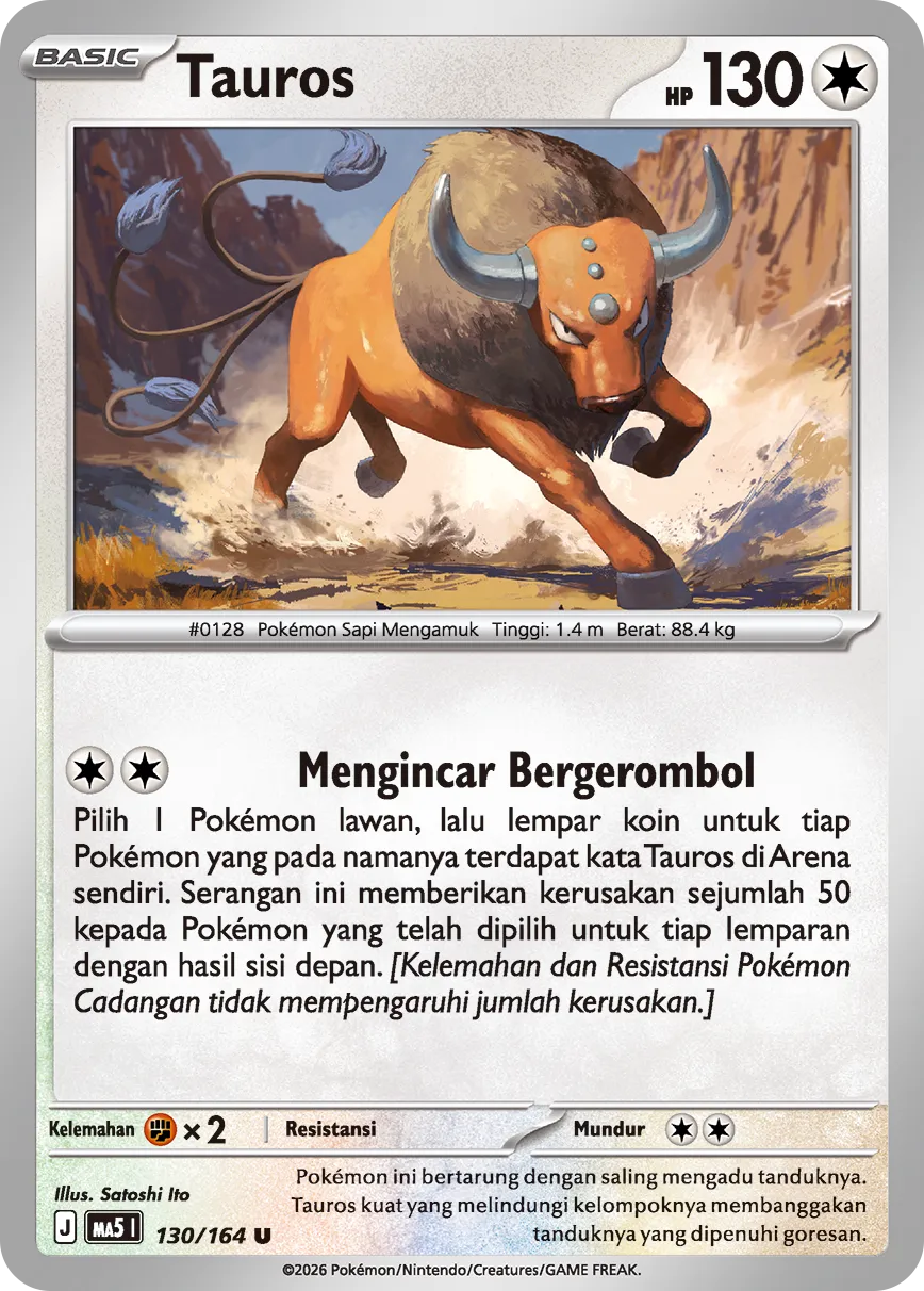 Tauros 130 — Ancaman Bayangan (Indonesian Pokémon TCG card)